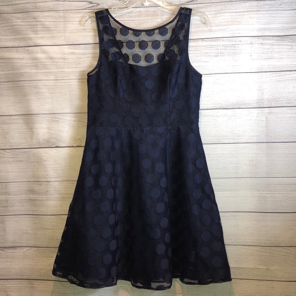 Betsey Johnson Navy Polka Dot Cocktail Dress